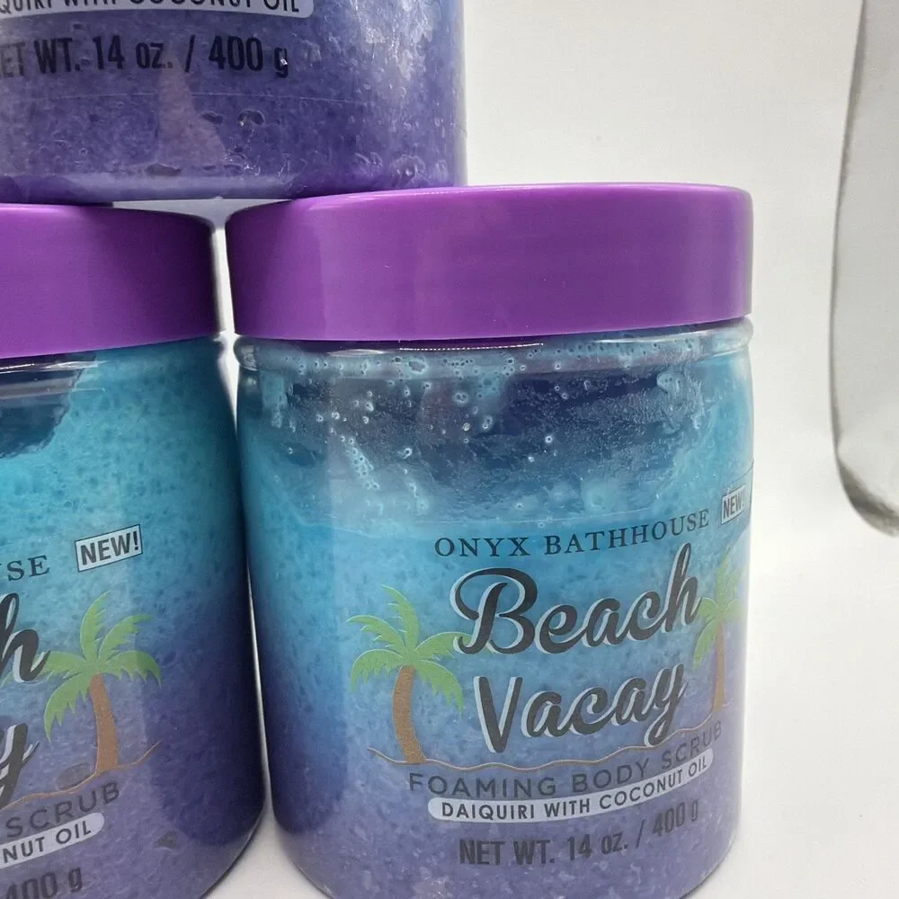 5 Onyx Bathhouse Beach Vacay Foaming Body Scrub w/ Coconut Oil 14 oz Jars - Picture 4 of 8